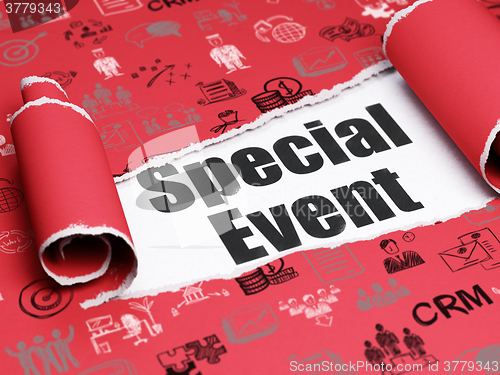 Image of Business concept: black text Special Event under the piece of  torn paper