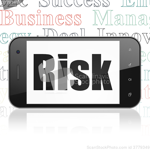 Image of Finance concept: Smartphone with Risk on display