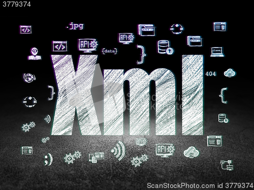 Image of Programming concept: Xml in grunge dark room