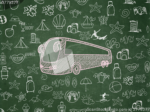 Image of Vacation concept: Bus on School Board background