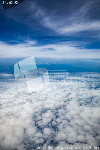 Image of bird\'s-eye view blue sky with clouds