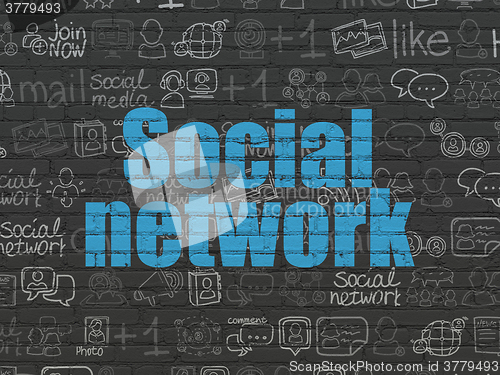 Image of Social network concept: Social Network on wall background