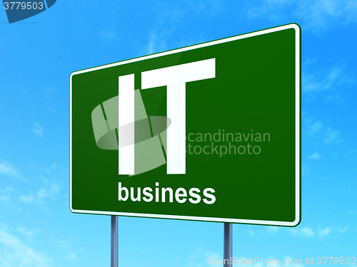 Image of Business concept: IT Business on road sign background