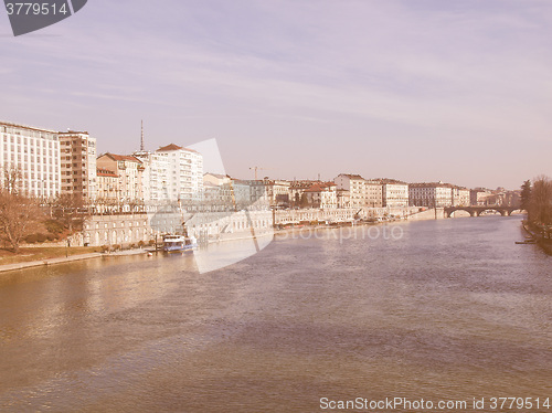 Image of River Po, Turin, Italy vintage