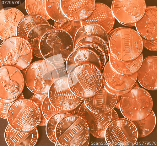 Image of  Dollar coins 1 cent wheat penny vintage