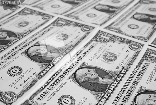 Image of Black and white Dollar notes 1 Dollar