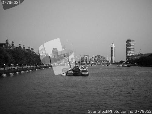 Image of Black and white River Thames in London