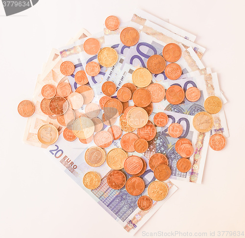 Image of  Euros coins and notes vintage