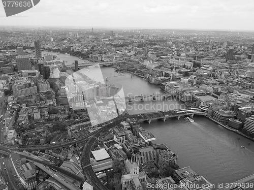 Image of Black and white Aerial view of London