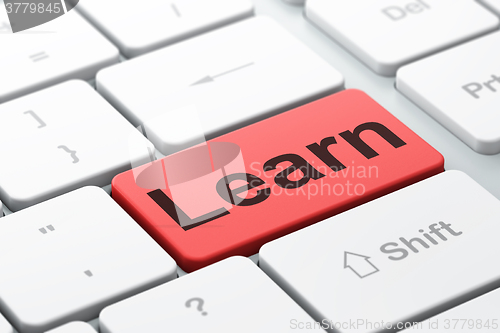 Image of Education concept: Learn on computer keyboard background