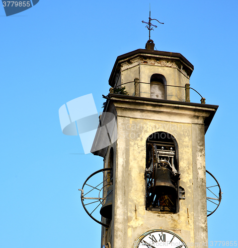 Image of brebbia old abstrac l  and church tower bell sunny day 