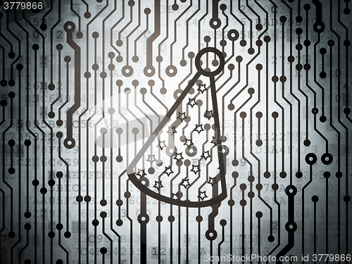 Image of Entertainment, concept: circuit board with Party Hat