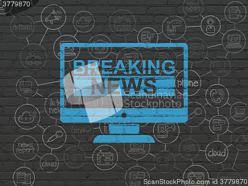 Image of News concept: Breaking News On Screen on wall background