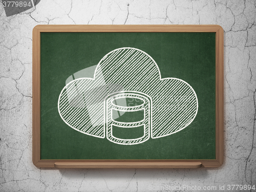 Image of Cloud networking concept: Database With Cloud on chalkboard background