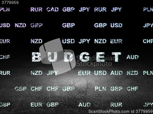 Image of Currency concept: Budget in grunge dark room