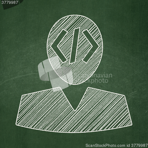 Image of Programming concept: Programmer on chalkboard background