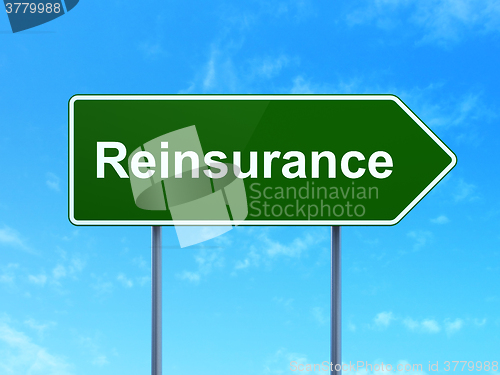 Image of Insurance concept: Reinsurance on road sign background