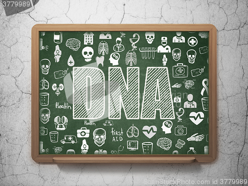 Image of Medicine concept: DNA on School Board background