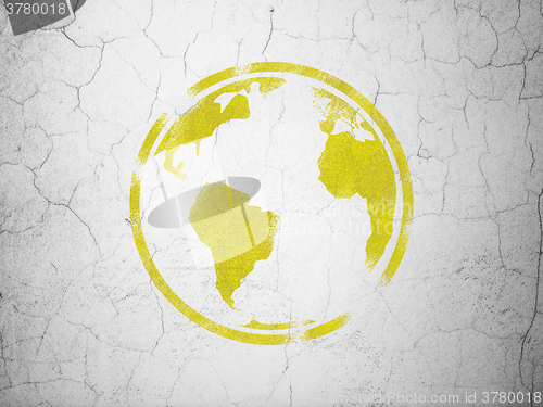 Image of Education concept: Globe on wall background