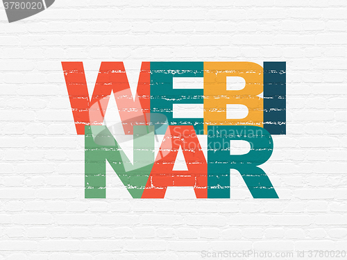 Image of Studying concept: Webinar on wall background
