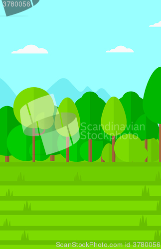 Image of Background of green lawn with trees.