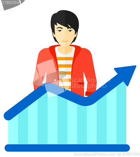 Image of Man with growing chart.