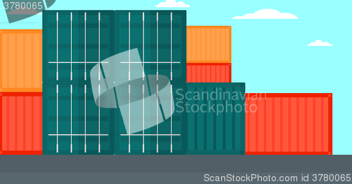 Image of Background of shipping containers in port.