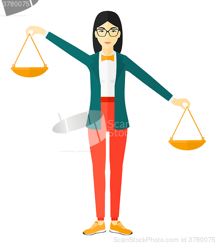 Image of Business woman with scales.