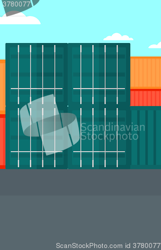 Image of Background of shipping containers in port.