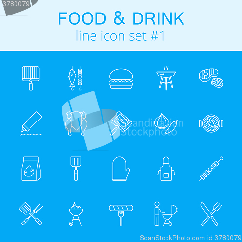 Image of Food and drink icon set.