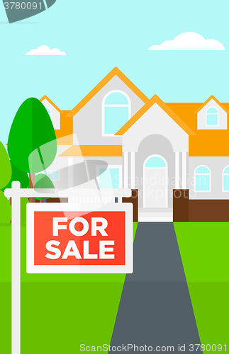 Image of Background of house with for sale sign.