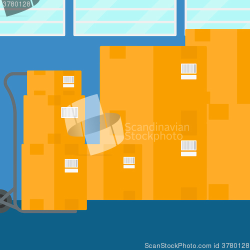 Image of Background of cardboard boxes in warehouse.