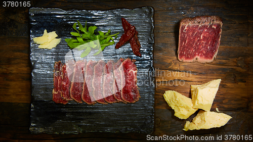 Image of Sliced meat boiled in low temperaturee, followed by roasting