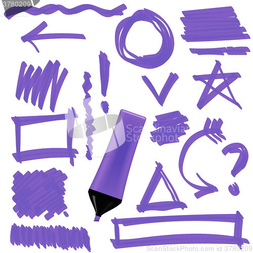 Image of Purple Marker. Set of Graphic Signs. Arrows