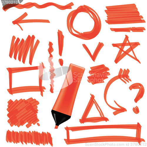 Image of Orange Marker Isolated Set of Graphic Signs