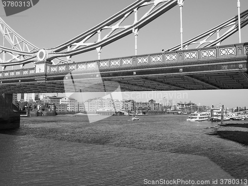 Image of Black and white Tower Bridge in London