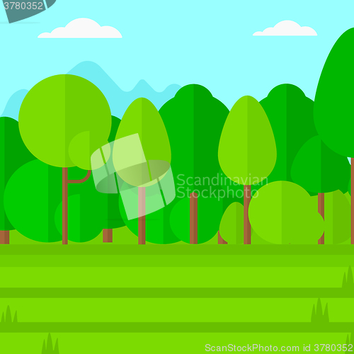Image of Background of green lawn with trees.