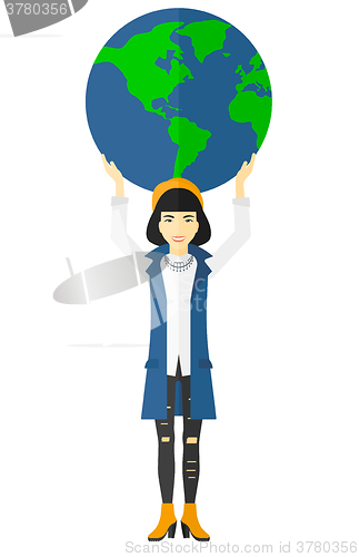 Image of Woman holding globe.