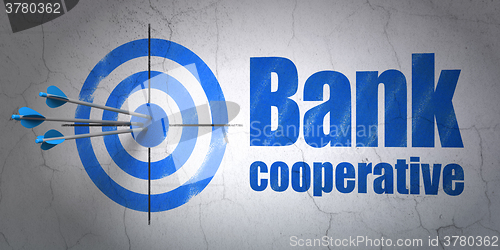 Image of Banking concept: target and Bank Cooperative on wall background