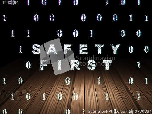 Image of Privacy concept: Safety First in grunge dark room