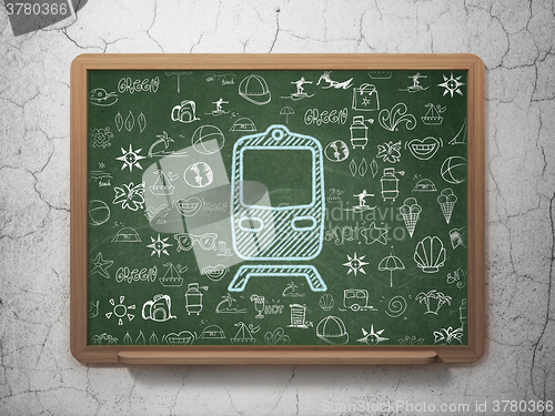 Image of Tourism concept: Train on School Board background