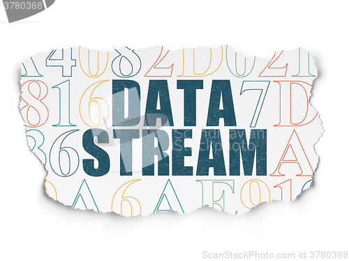 Image of Information concept: Data Stream on Torn Paper background