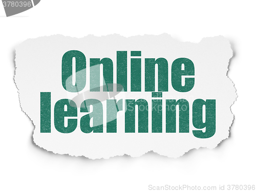 Image of Studying concept: Online Learning on Torn Paper background