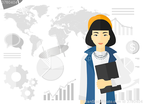 Image of Cheerful successful business woman.