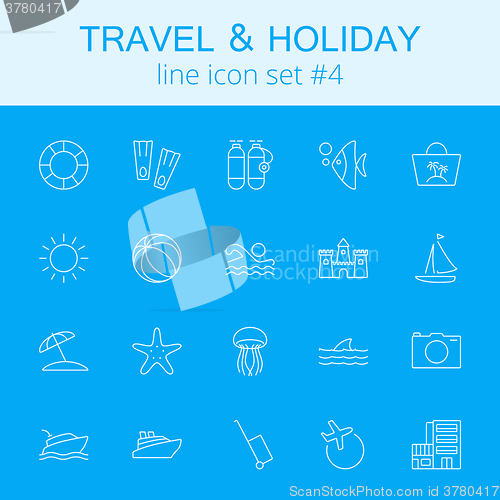 Image of Travel and holiday icon set.
