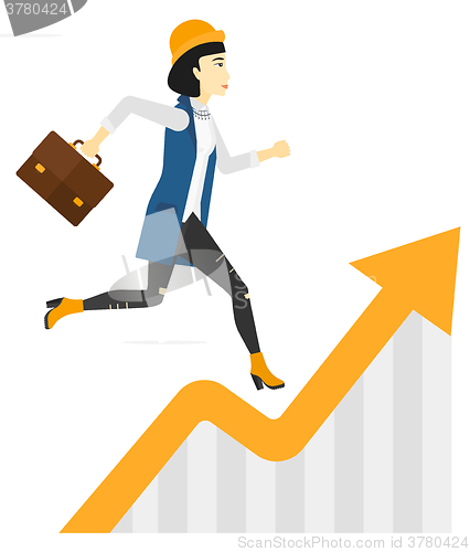 Image of Woman running on growth graph. 