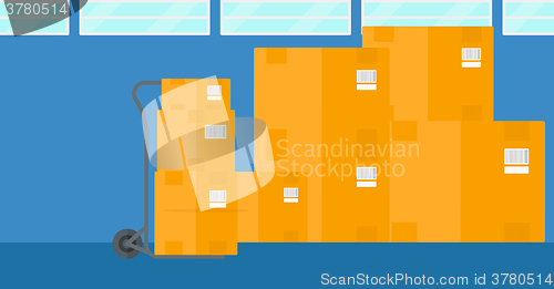 Image of Background of cardboard boxes in warehouse.