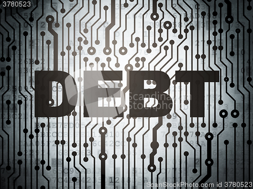 Image of Finance concept: circuit board with Debt