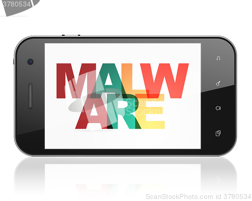 Image of Privacy concept: Smartphone with Malware on  display