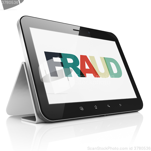 Image of Security concept: Tablet Computer with Fraud on  display